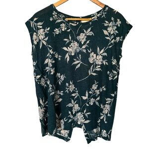 CYNTHIA ROWLEY, M, 100% Linen Floral Button Back Blouse